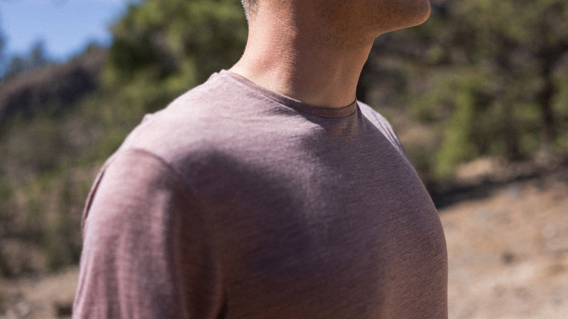 Man wearing icebreaker merino cool-lite tshirt