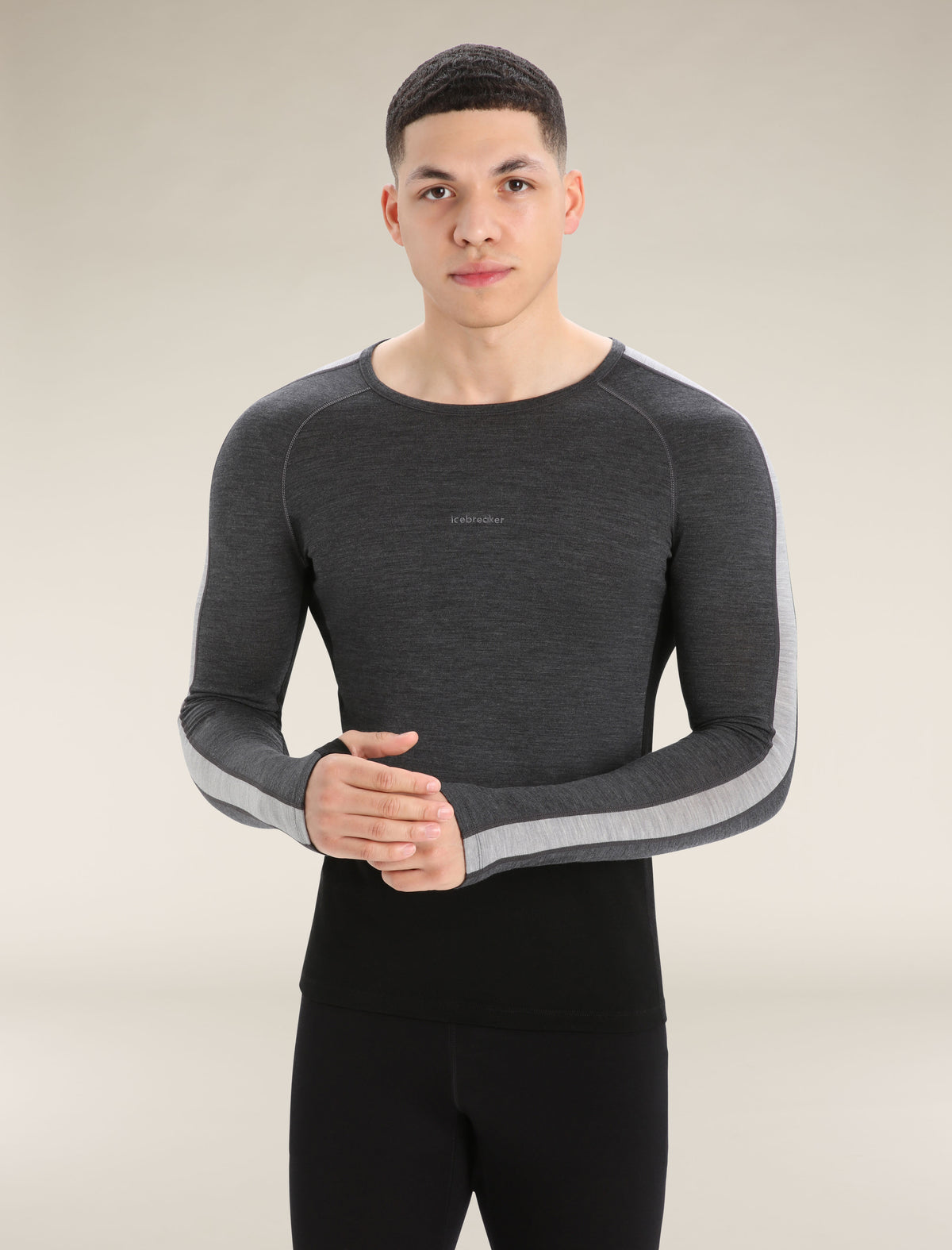 Men's 200 ZoneKnit™ Long Sleeve Crewe Thermal Top Jet Heather/Black - 1