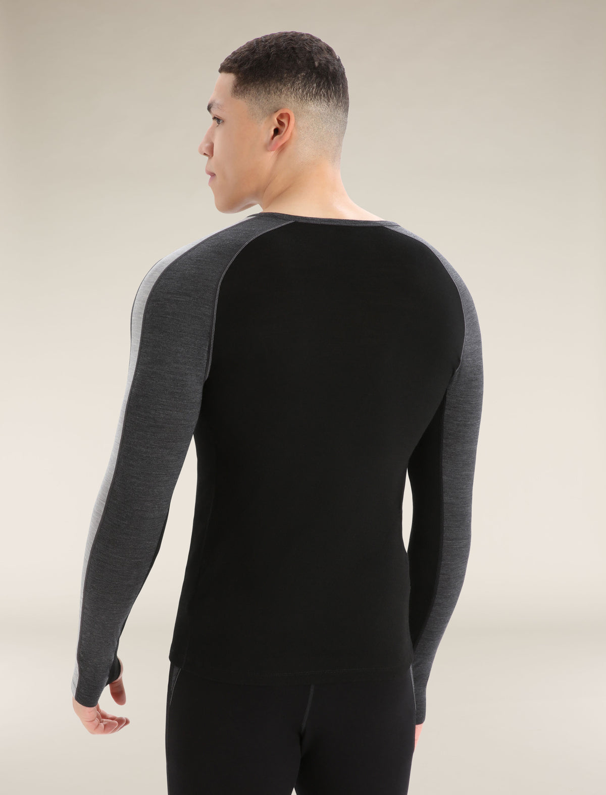 Men's 200 ZoneKnit™ Long Sleeve Crewe Thermal Top Jet Heather/Black - 2