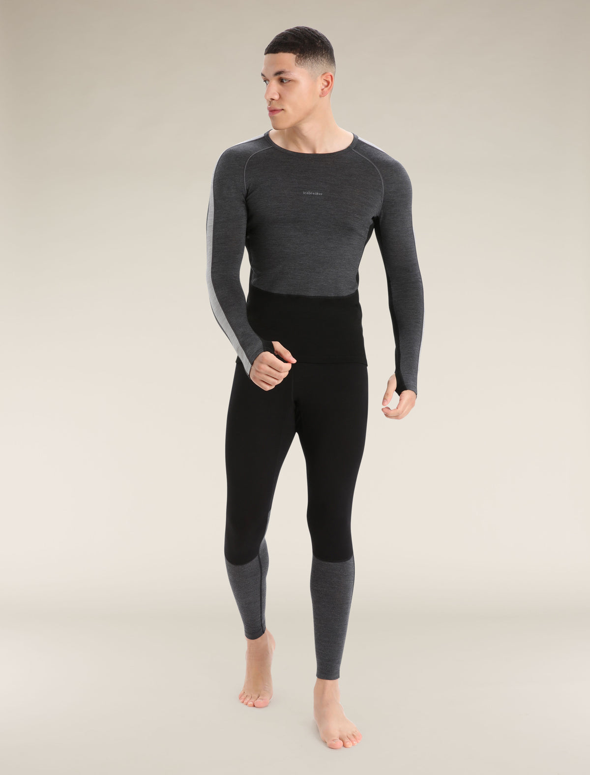 Men's 200 ZoneKnit™ Long Sleeve Crewe Thermal Top Jet Heather/Black - 3