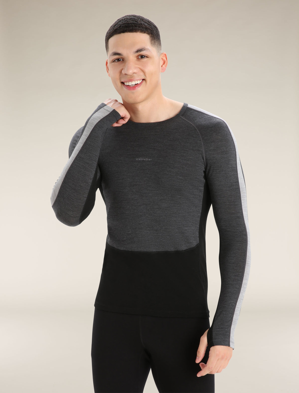 Men's 200 ZoneKnit™ Long Sleeve Crewe Thermal Top Jet Heather/Black - 4
