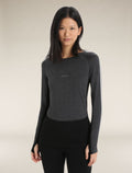Women's 200 ZoneKnit™ Long Sleeve Crewe Thermal Top Jet Heather/Black - 1