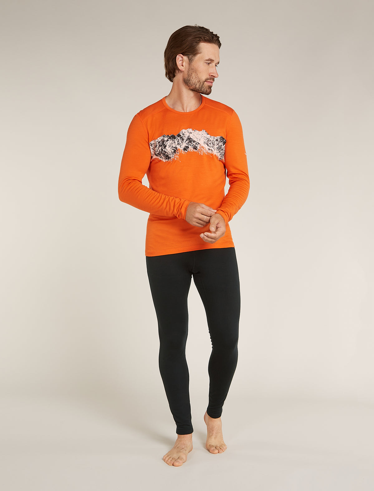 Men's Merino 200 Oasis Long Sleeve Crewe Thermal Top Remarkables Blaze - 3