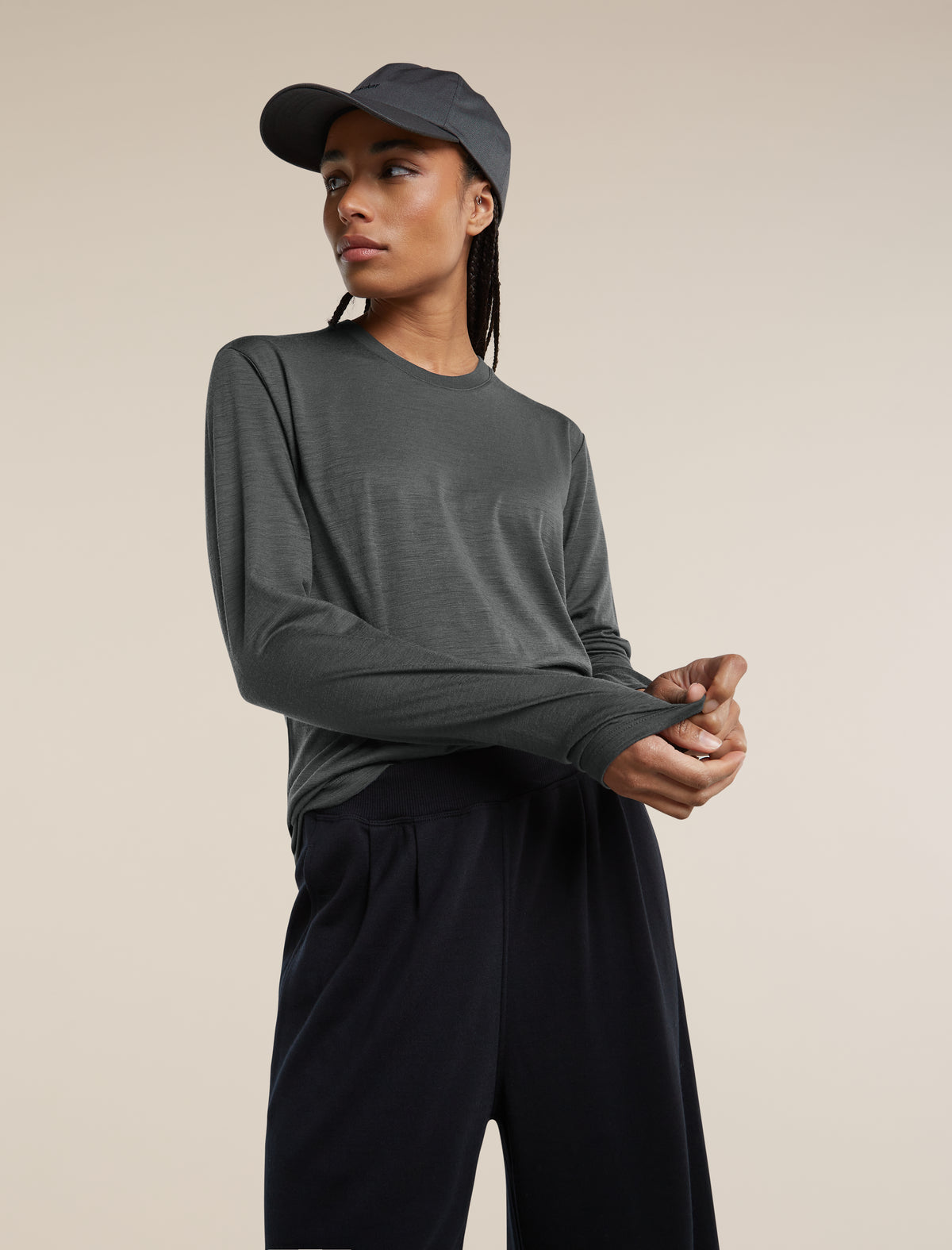 Unisex Merino 150 Long Sleeve Tee Obsidian - 1