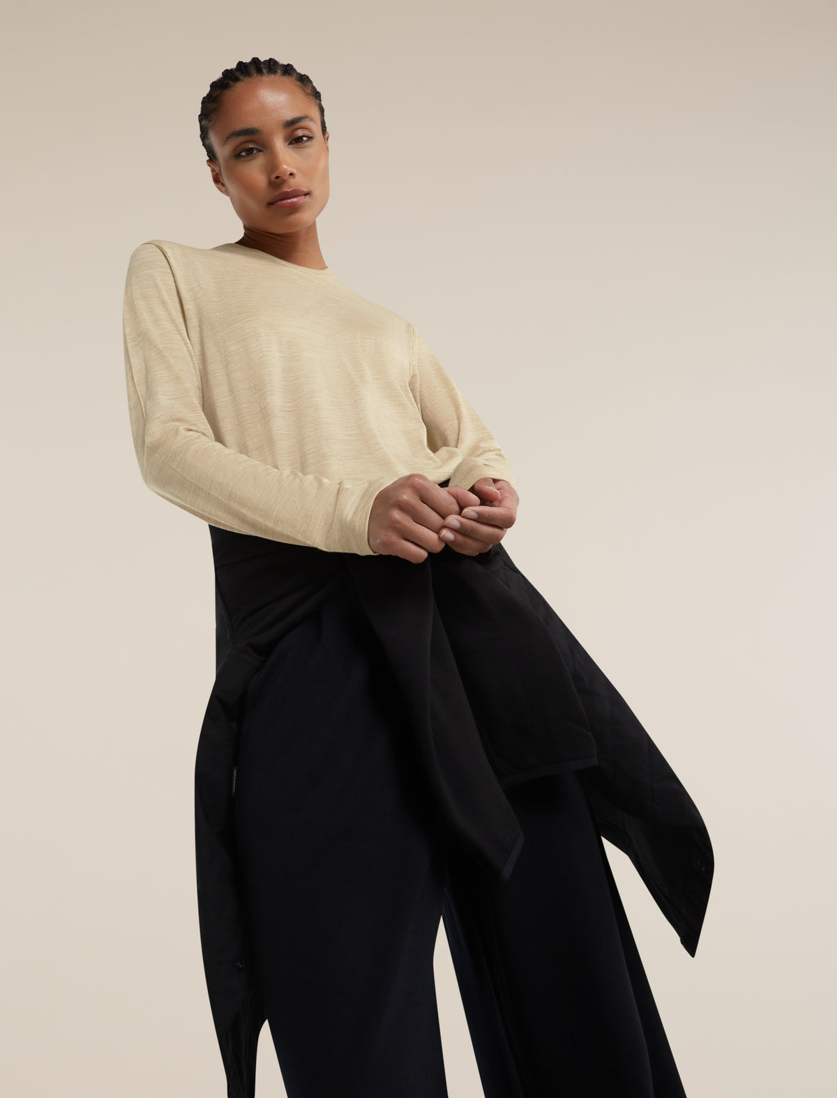 Unisex Merino 150 Long Sleeve Tee Bay Heather - 1