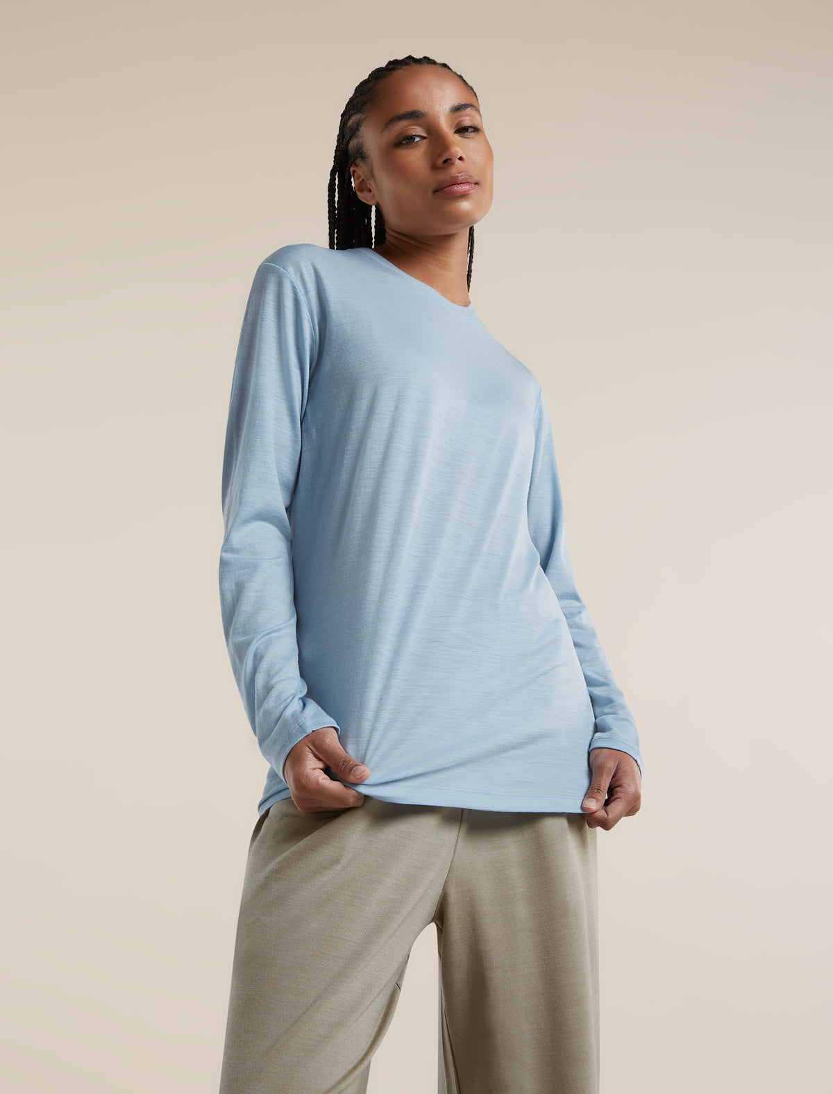 Unisex Merino 150 Long Sleeve Tee Zinc Blue - 1