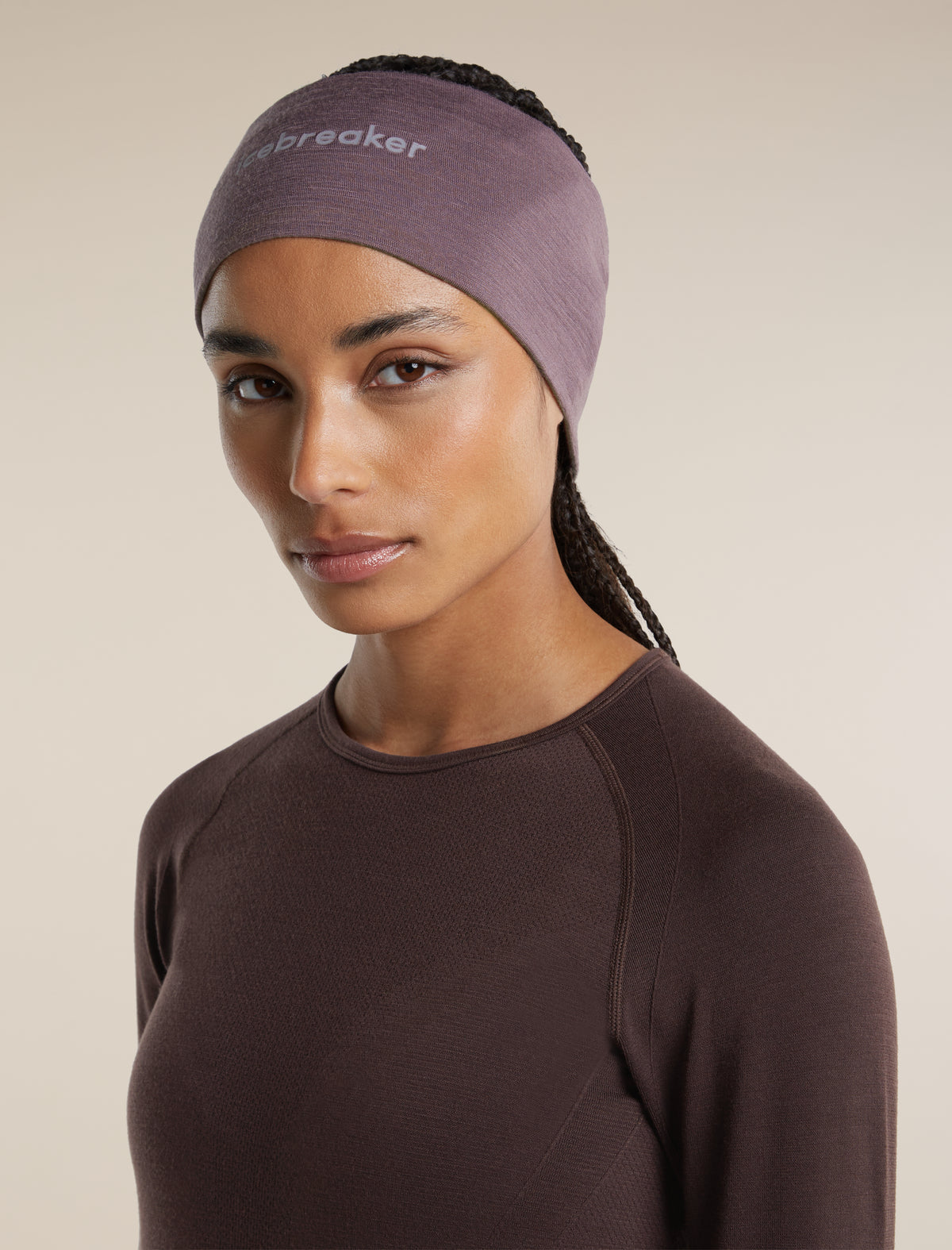 Unisex Merino 200 Oasis Headband Grey Plum - 2
