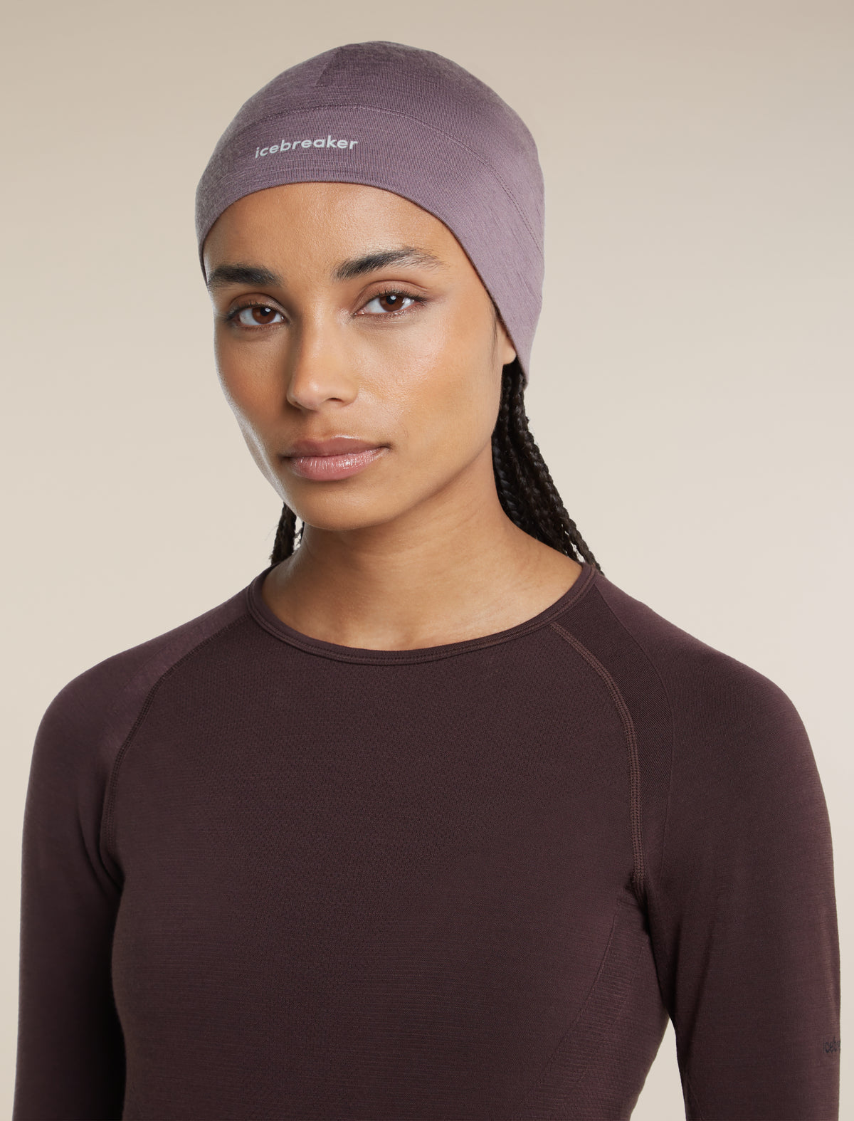 Unisex Merino 200 Oasis Beanie Grey Plum - 2