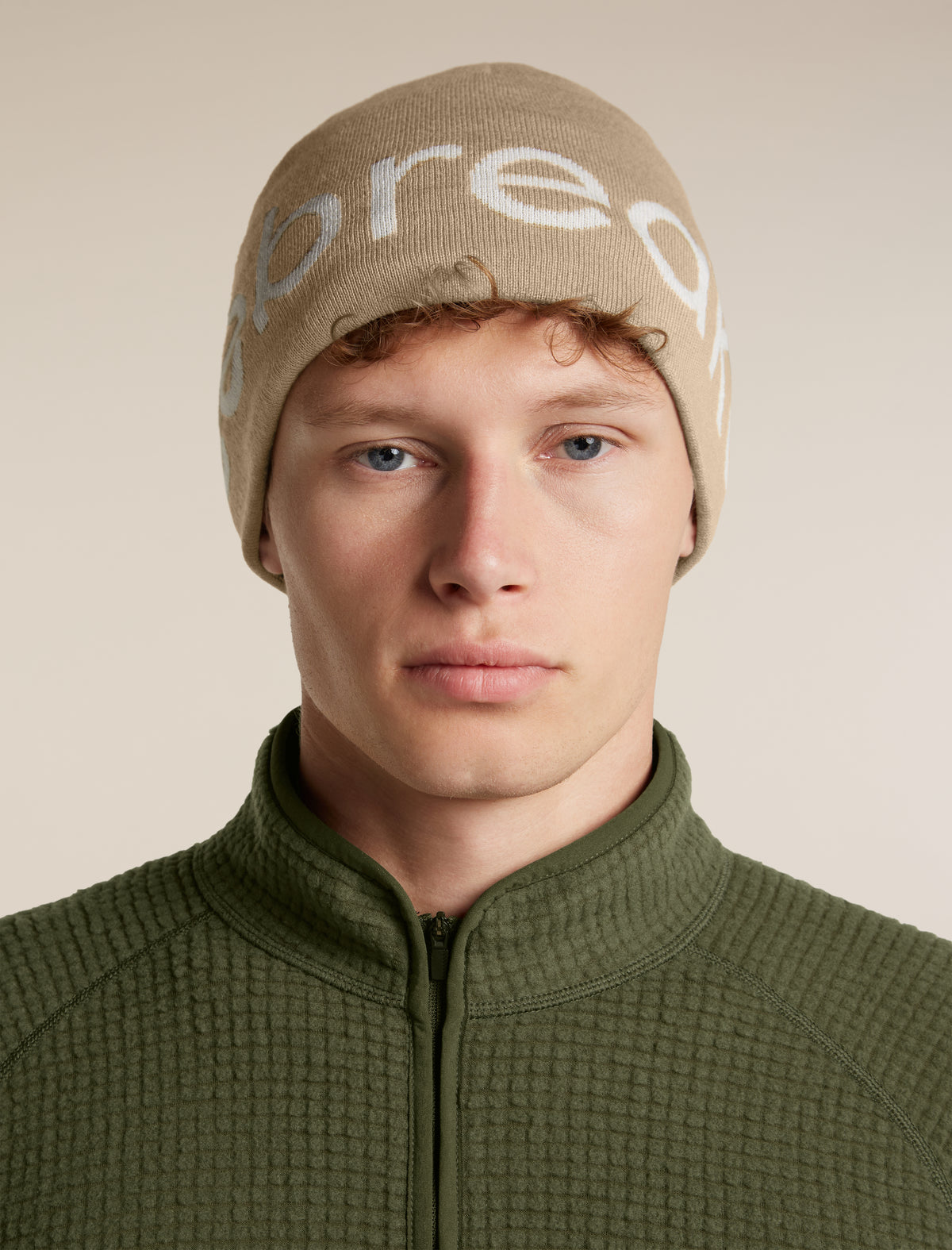 Unisex Merino icebreaker Beanie Cumin/Ecru Heather - 1