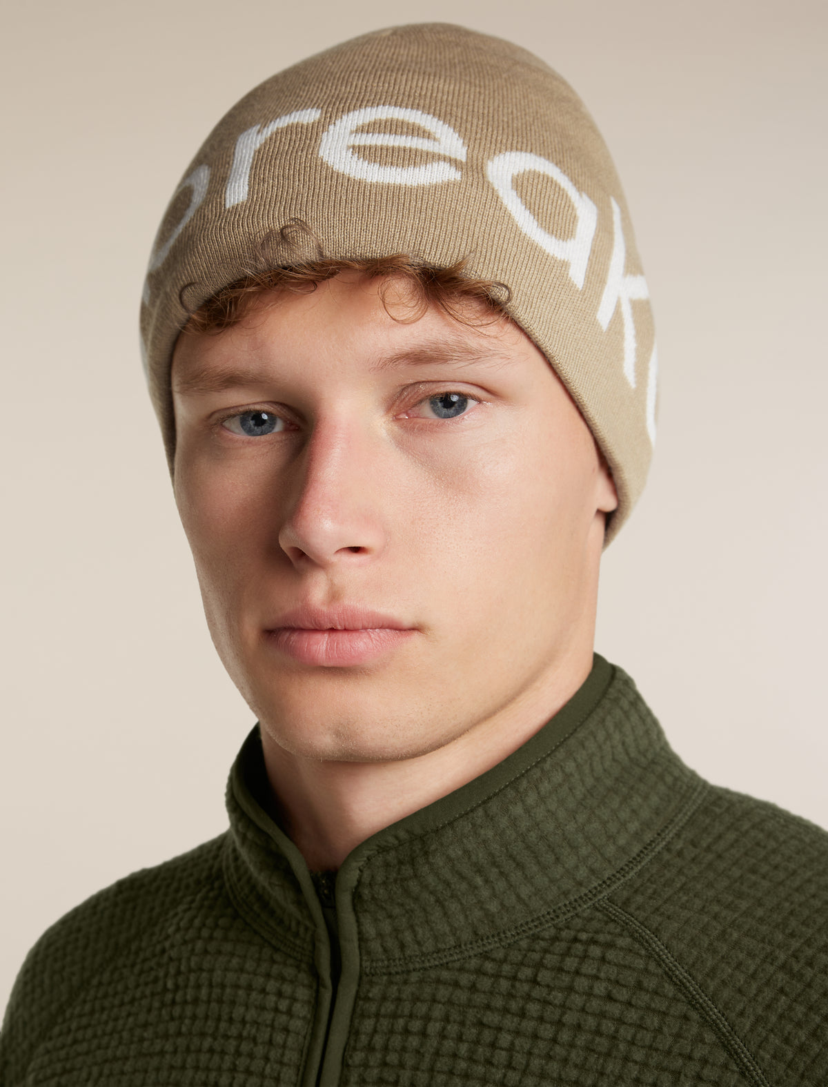 Unisex Merino icebreaker Beanie Cumin/Ecru Heather - 8