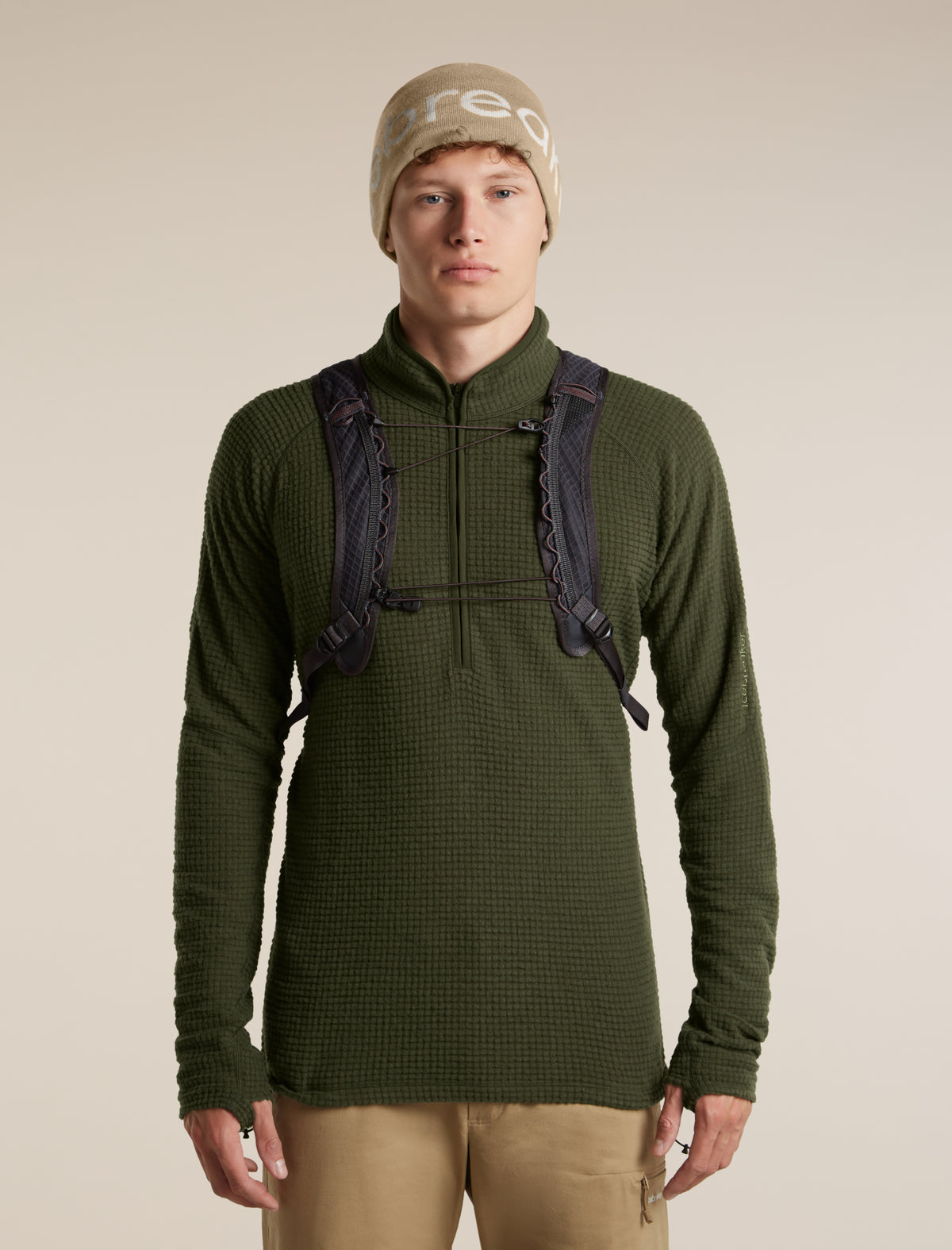 Unisex Merino icebreaker Beanie Cumin/Ecru Heather - 3