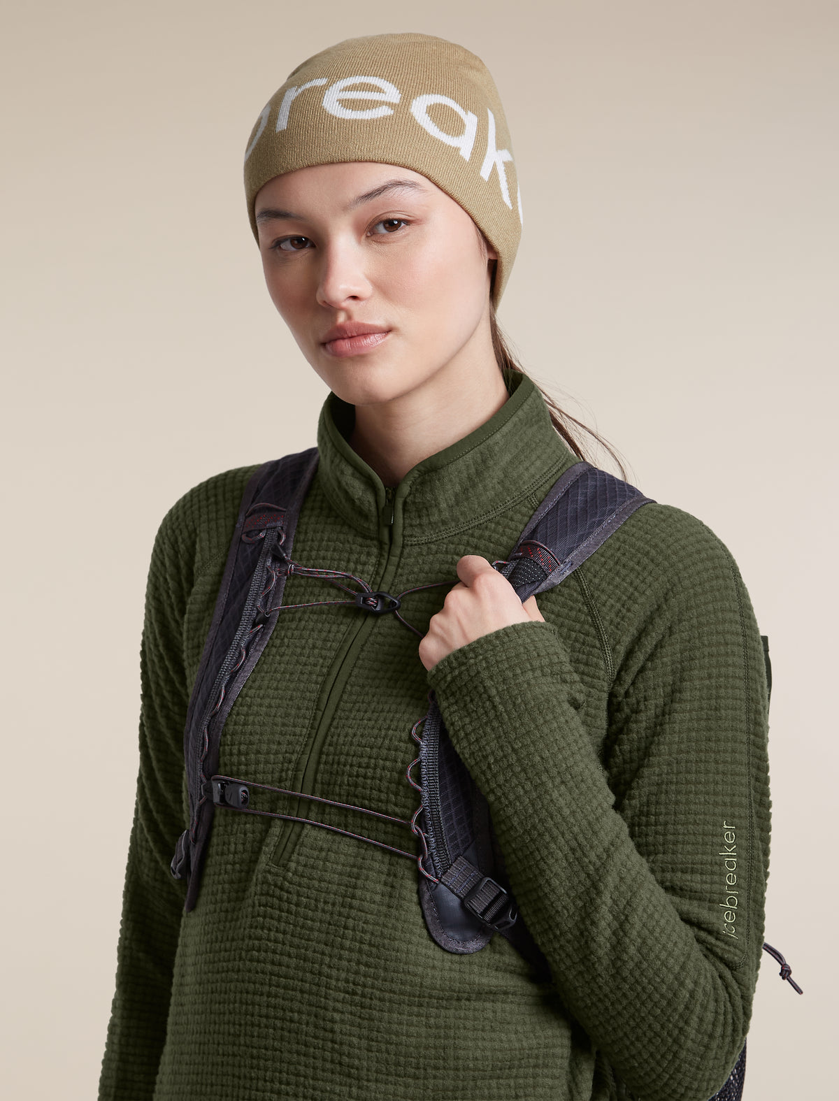 Unisex Merino icebreaker Beanie Cumin/Ecru Heather - 5