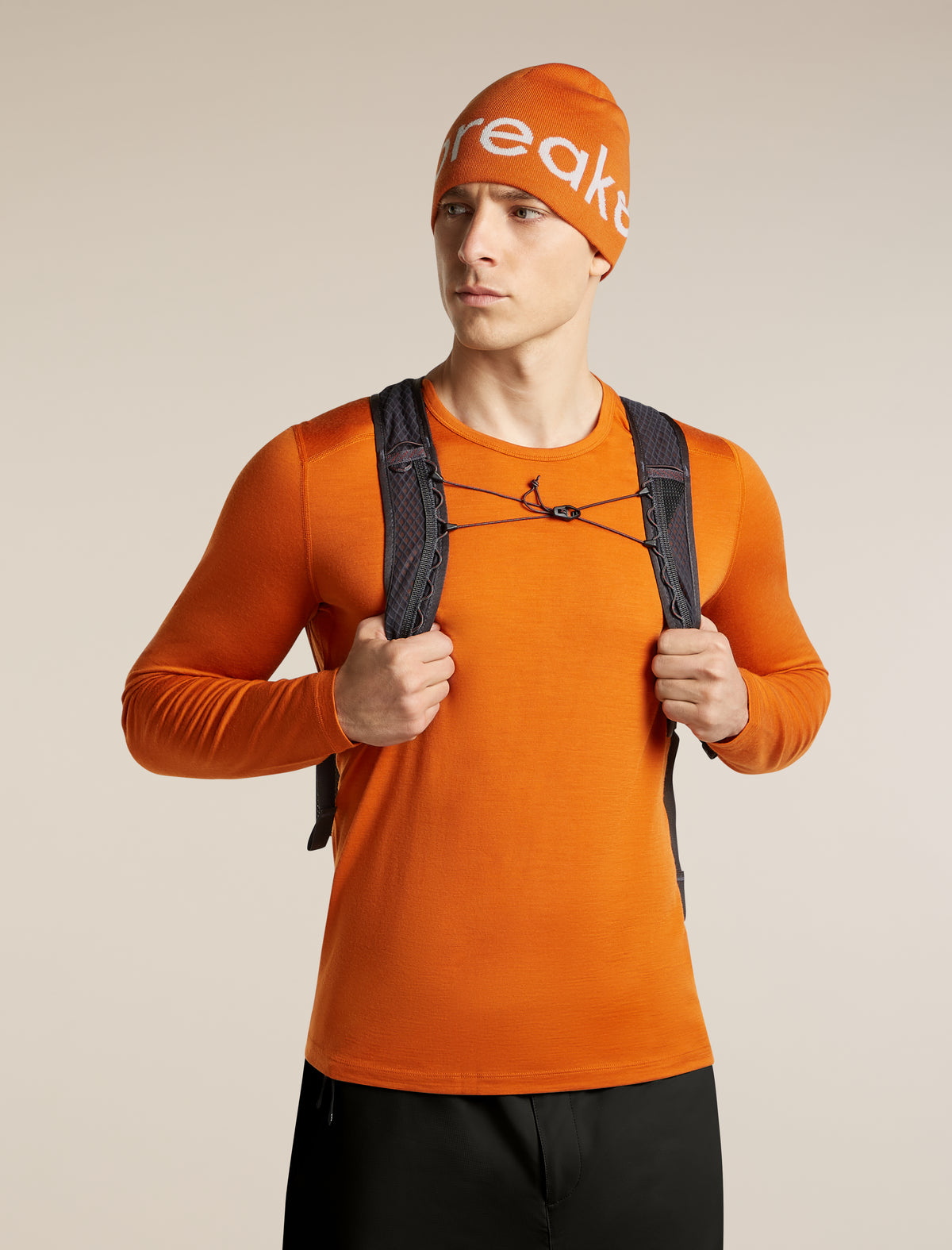 Unisex Merino icebreaker Beanie Spice/Ecru Heather - 4