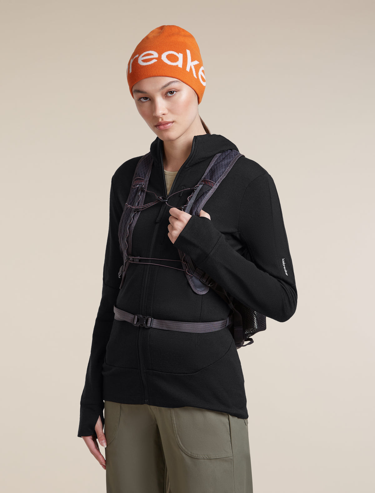 Unisex Merino icebreaker Beanie Spice/Ecru Heather - 5