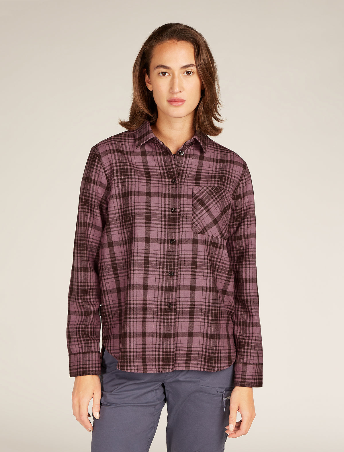 Women's Merino 200 Dawnder Long Sleeve Flannel Shirt Plaid Bittersweet/Deco - 1