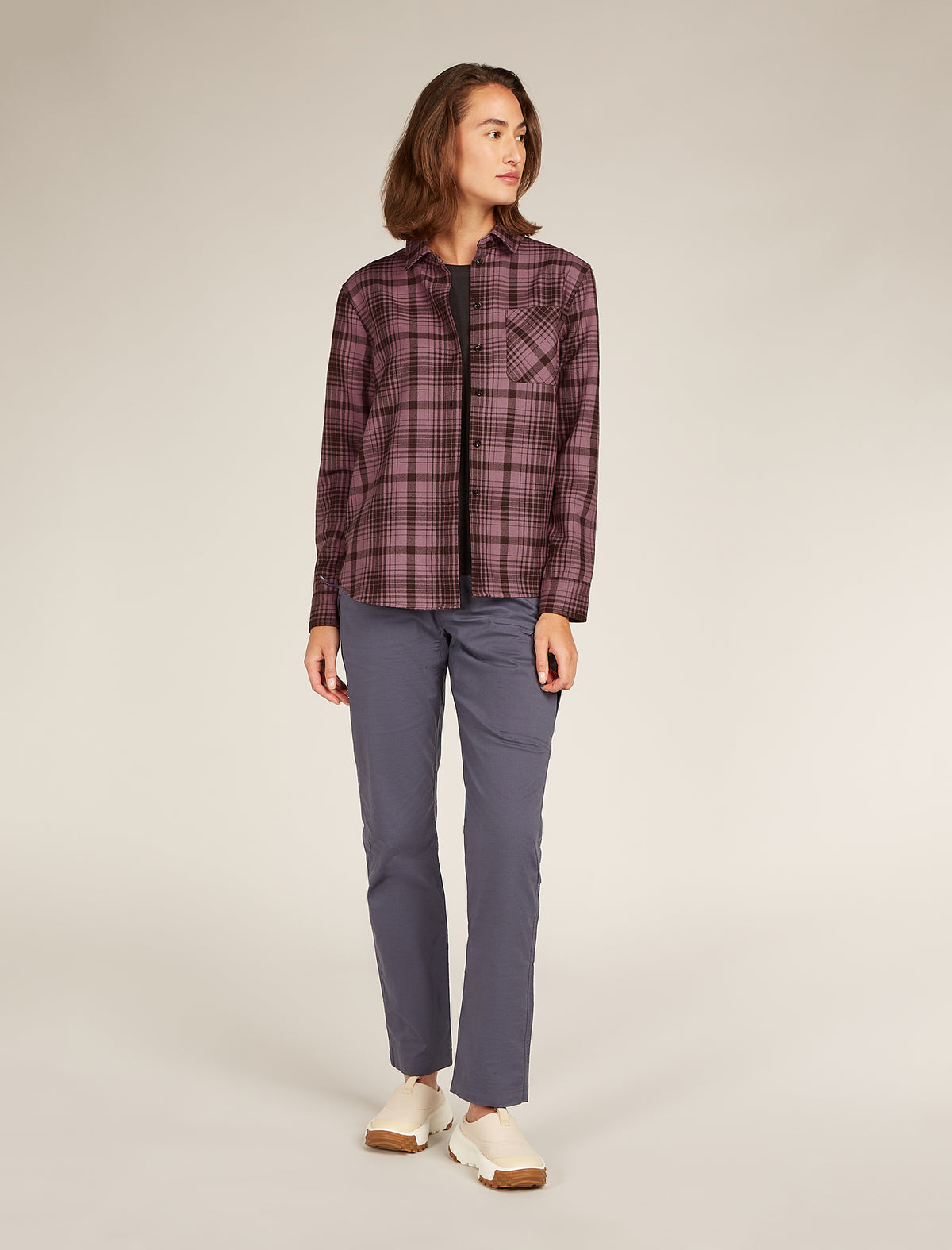 Women's Merino 200 Dawnder Long Sleeve Flannel Shirt Plaid Bittersweet/Deco - 3