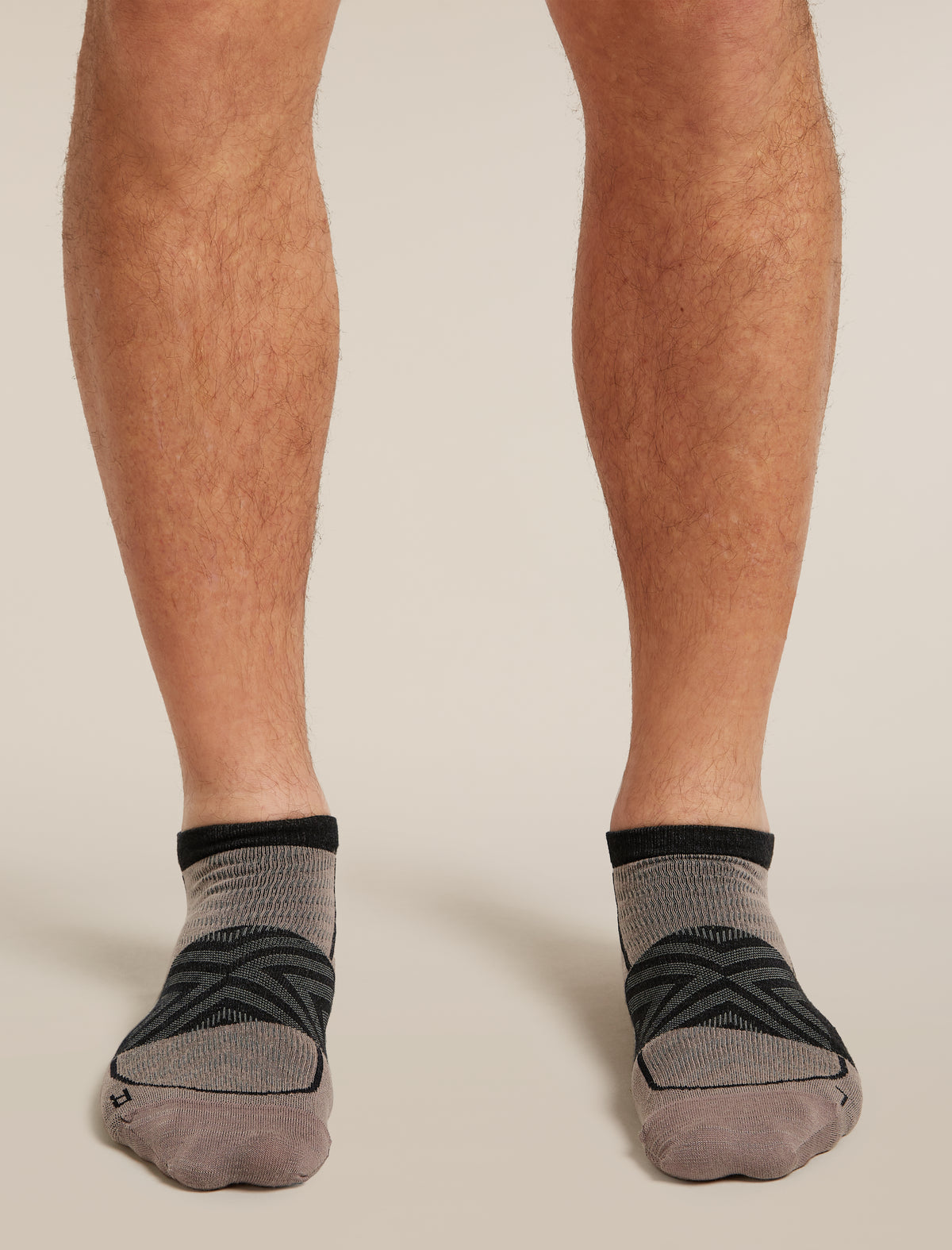Men's Merino Blend Run+ Ultralight Micro Socks Porcini/Black - 2