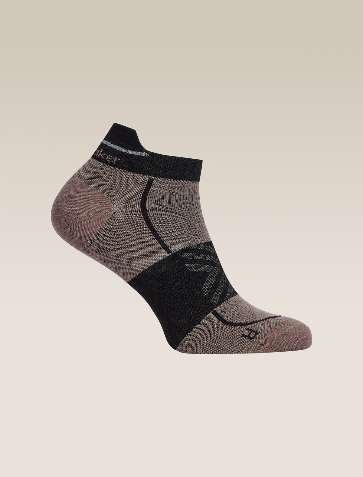 Men's Merino Blend Run+ Ultralight Micro Socks Porcini/Black - 3