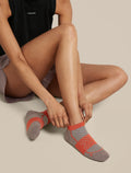 Women's Merino Blend Run+ Ultralight Micro Socks Porcini/Fervid - 5