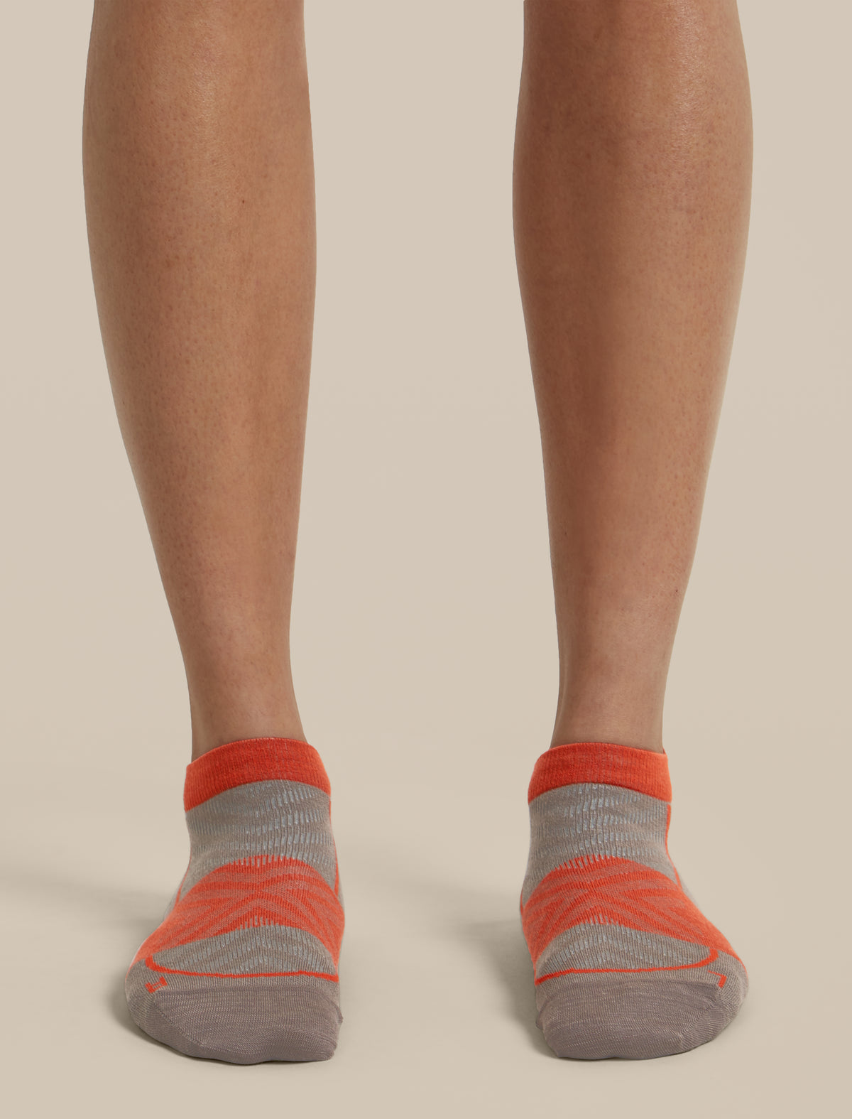 Women's Merino Blend Run+ Ultralight Micro Socks Porcini/Fervid - 2