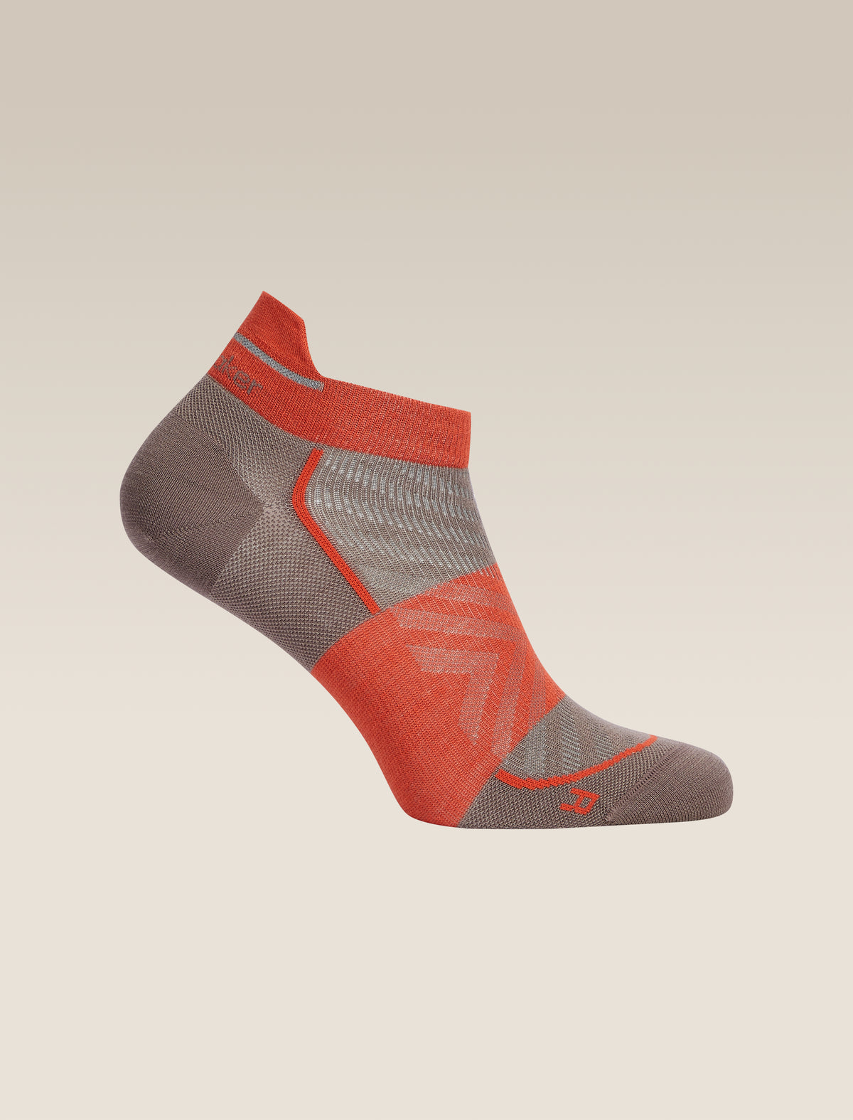 Women's Merino Blend Run+ Ultralight Micro Socks Porcini/Fervid - 3
