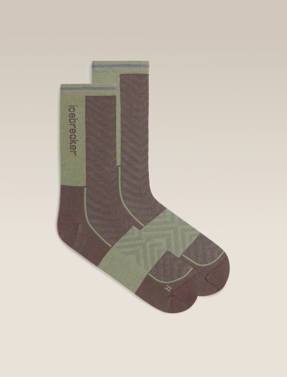 Men's Merino Blend Run+ Ultralight Crew Socks Porcini/Lichen - 1