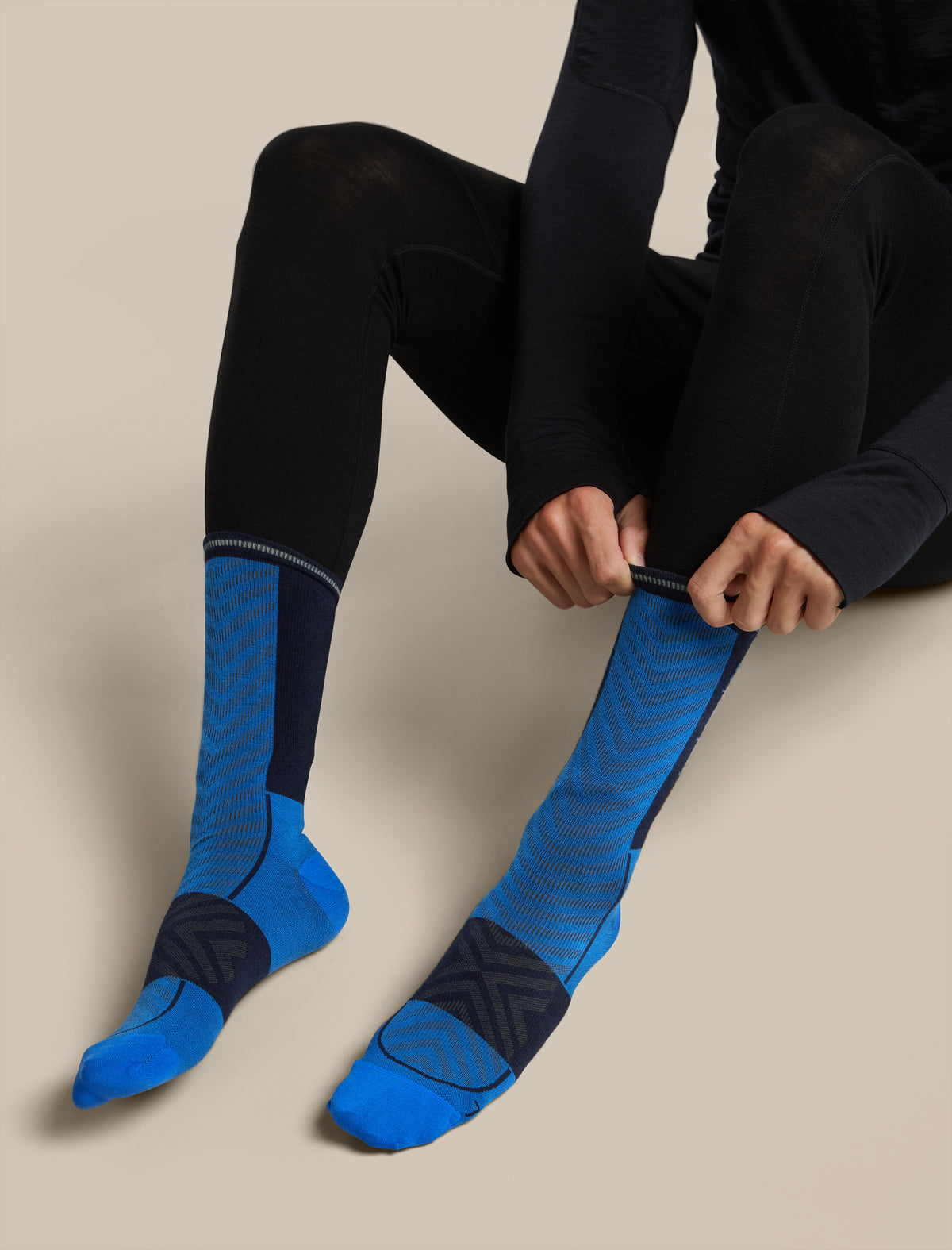 Men's Merino Blend Run+ Ultralight Crew Socks Lazurite/Midnight Navy - 5