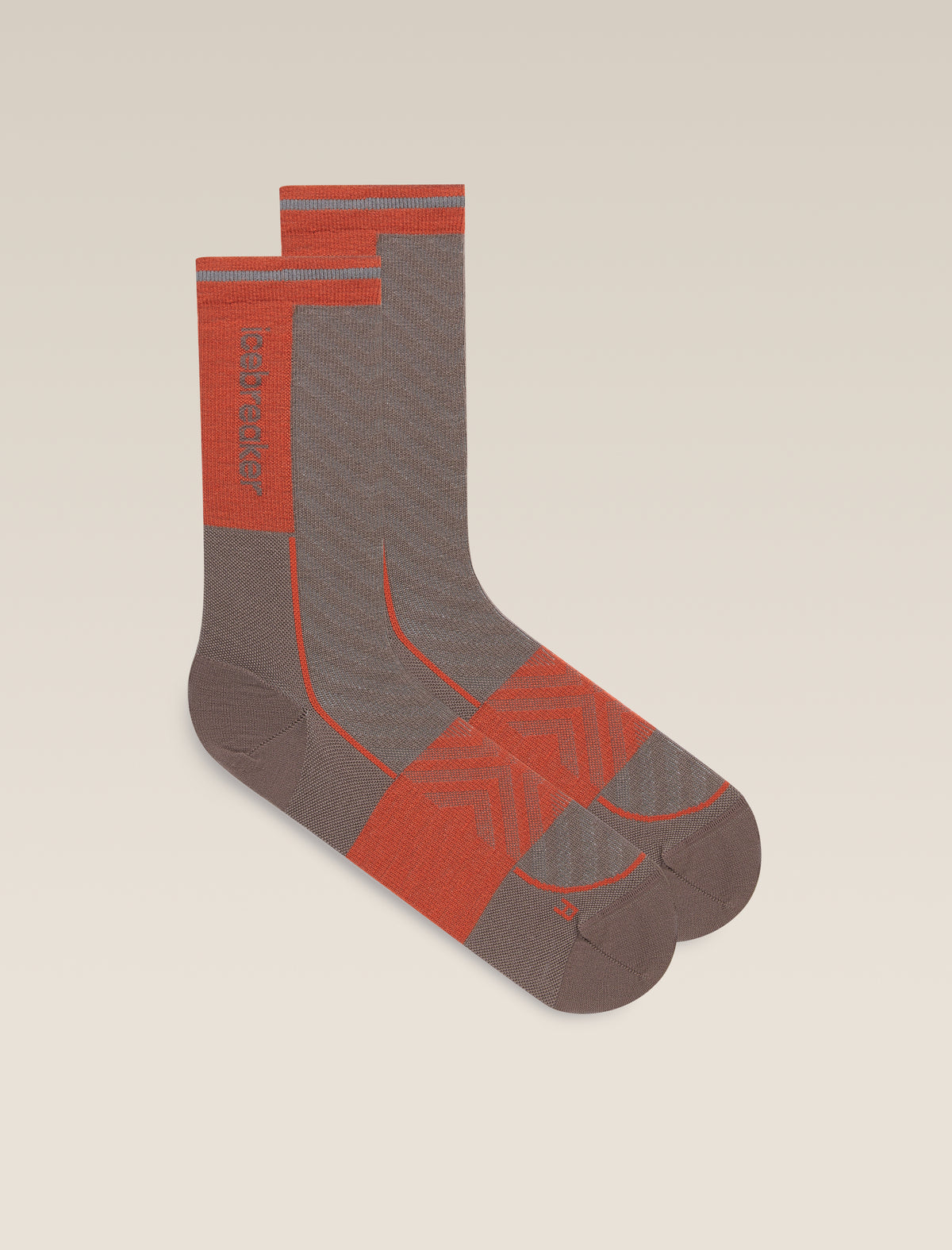 Women's Merino Blend Run+ Ultralight Crew Socks Porcini/Fervid - 1