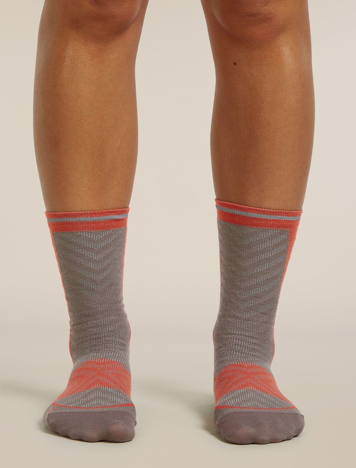 Women's Merino Blend Run+ Ultralight Crew Socks Porcini/Fervid - 4