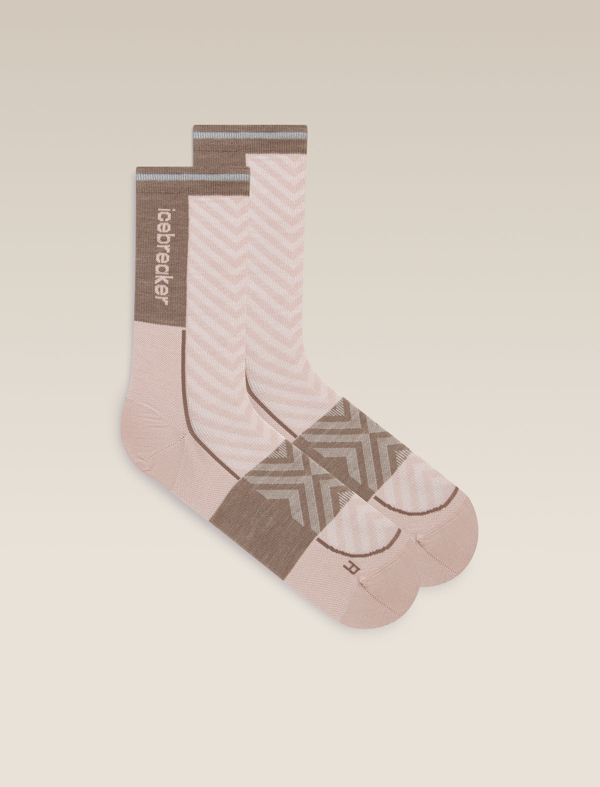 Women's Merino Blend Run+ Ultralight Crew Socks Pink Quartz/Porcini - 1