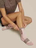 Women's Merino Blend Run+ Ultralight Crew Socks Pink Quartz/Porcini - 2