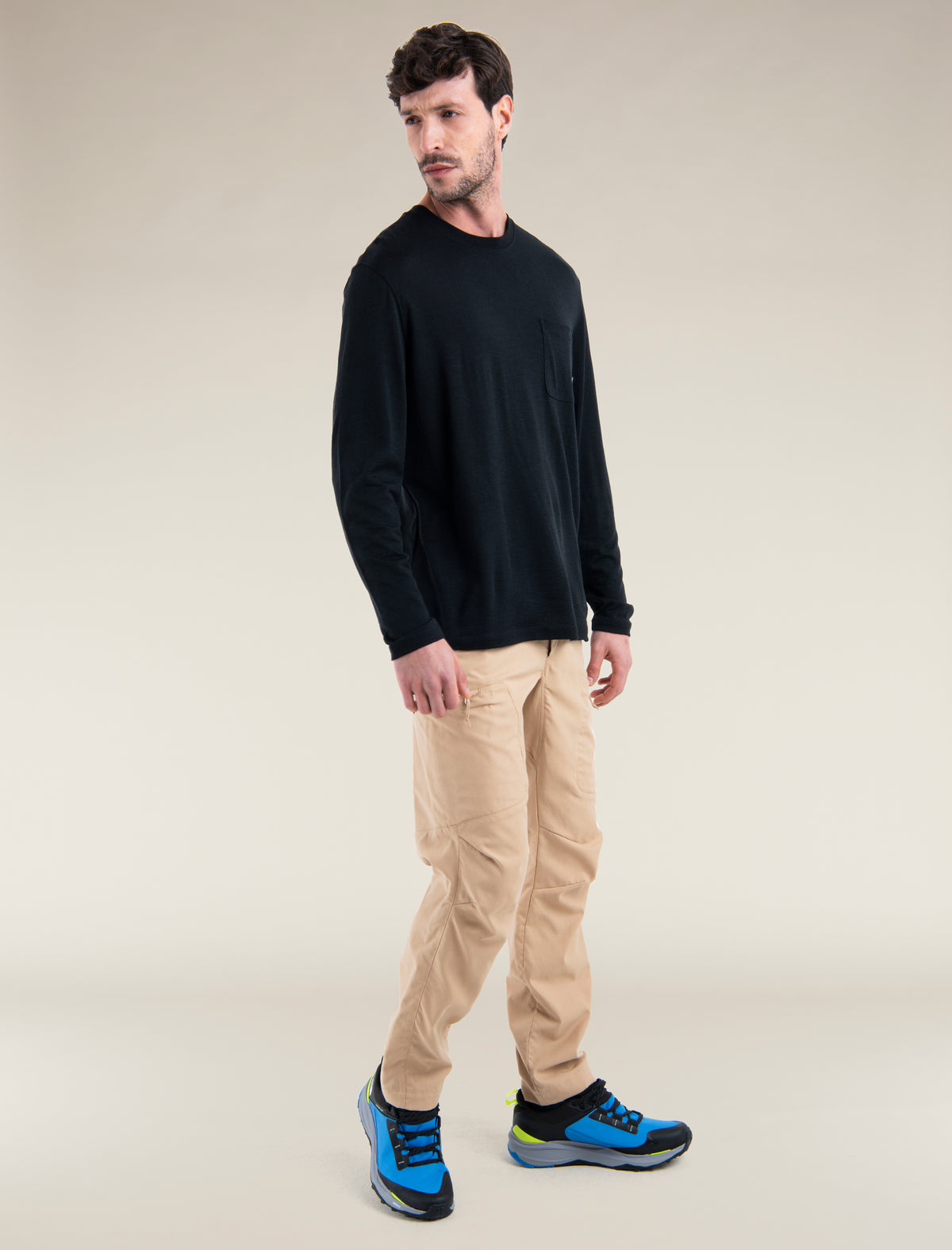 Men's Merino 150 Tech Lite Long Sleeve Relaxed Pocket T-Shirt Black - 3