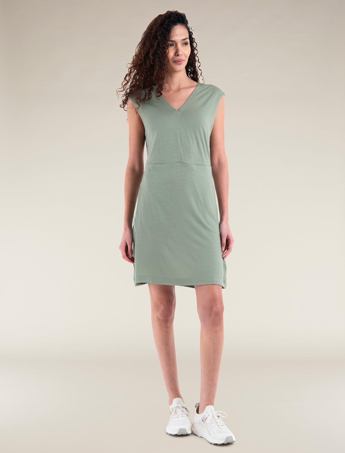 Women's Merino 200 Granary Sleeveless V Neck Dress Oil/Black/Silver - 1