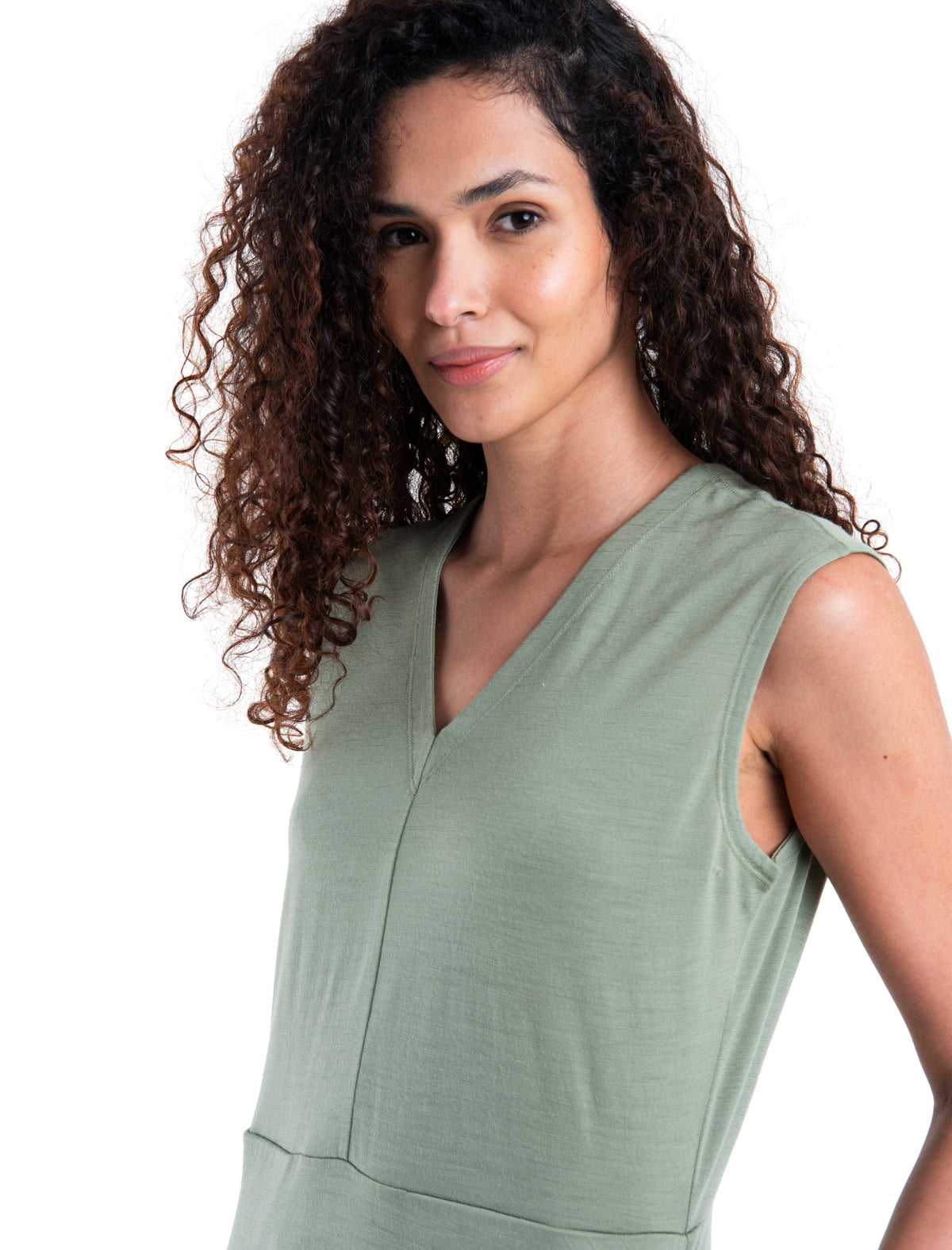 Women's Merino 200 Granary Sleeveless V Neck Dress Oil/Black/Silver - 5