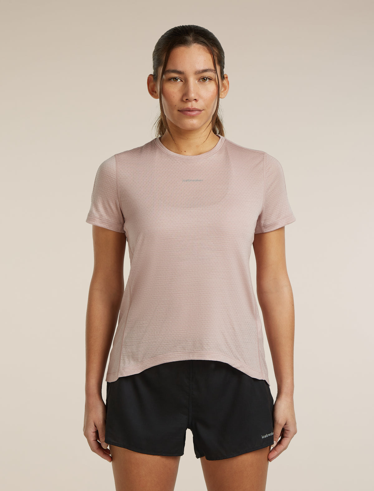Women's Merino Blend 125 Cool-Lite™ Speed Short Sleeve Slit Back Tee Pink quartz - 1