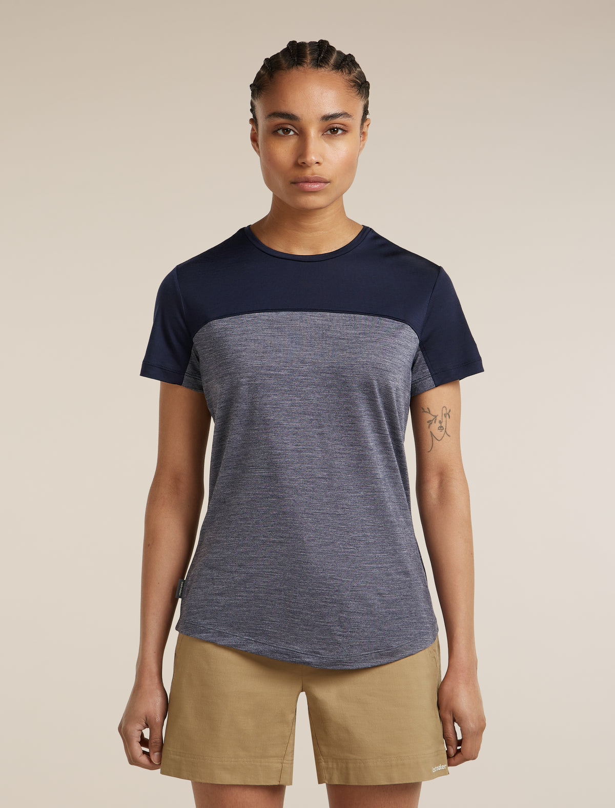 Women's Merino Blend 125 Cool-Lite™ Sphere Short Sleeve Tee Colour Block Midnight Navy - 1