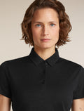 icebreaker Women's Merino 150 Tech Lite Short Sleeve Polo Black WOMEN - 11