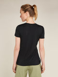Women's Merino 150 Tech Lite Short Sleeve Scoop T-Shirt Icebreaker Logo Reflections Black - 2