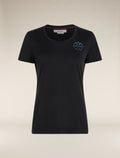 Women's Merino 150 Tech Lite Short Sleeve Scoop T-Shirt Icebreaker Logo Reflections Black - 6