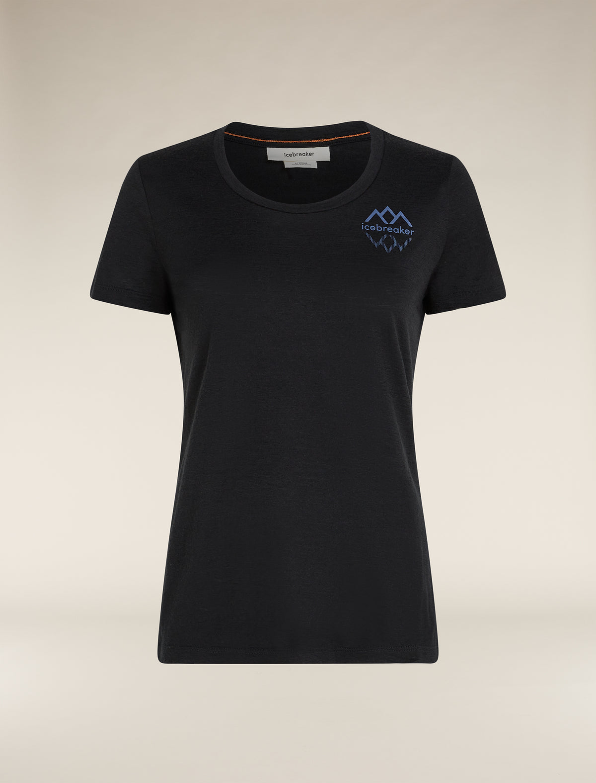 Women's Merino 150 Tech Lite Short Sleeve Scoop T-Shirt Icebreaker Logo Reflections Black - 6