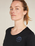Women's Merino 150 Tech Lite Short Sleeve Scoop T-Shirt Icebreaker Logo Reflections Black - 5
