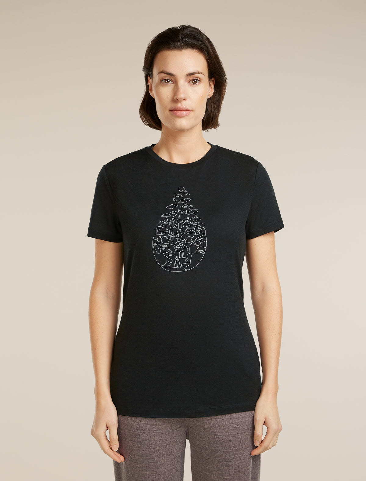 Women's Merino 150 Tech Lite Short Sleeve Tee Hike Path Black - 1