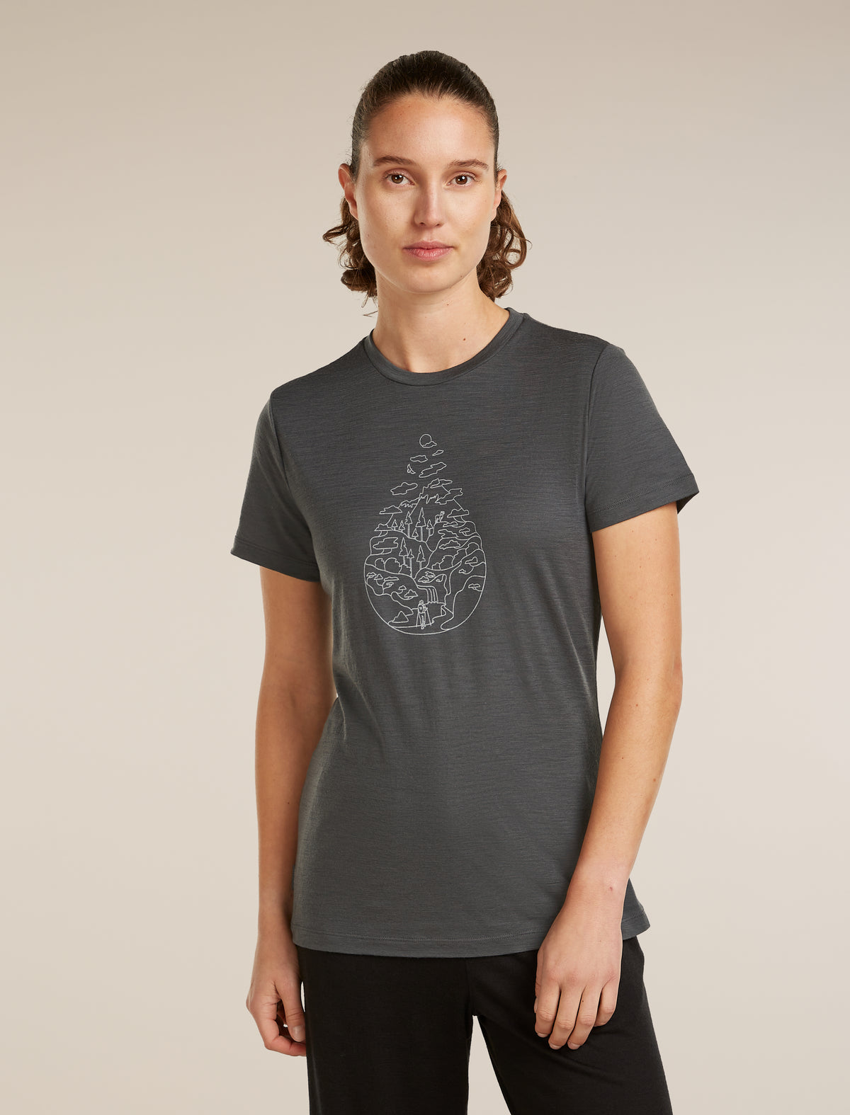 Women's Merino 150 Tech Lite Short Sleeve Tee Hike Path Obsidian - 1