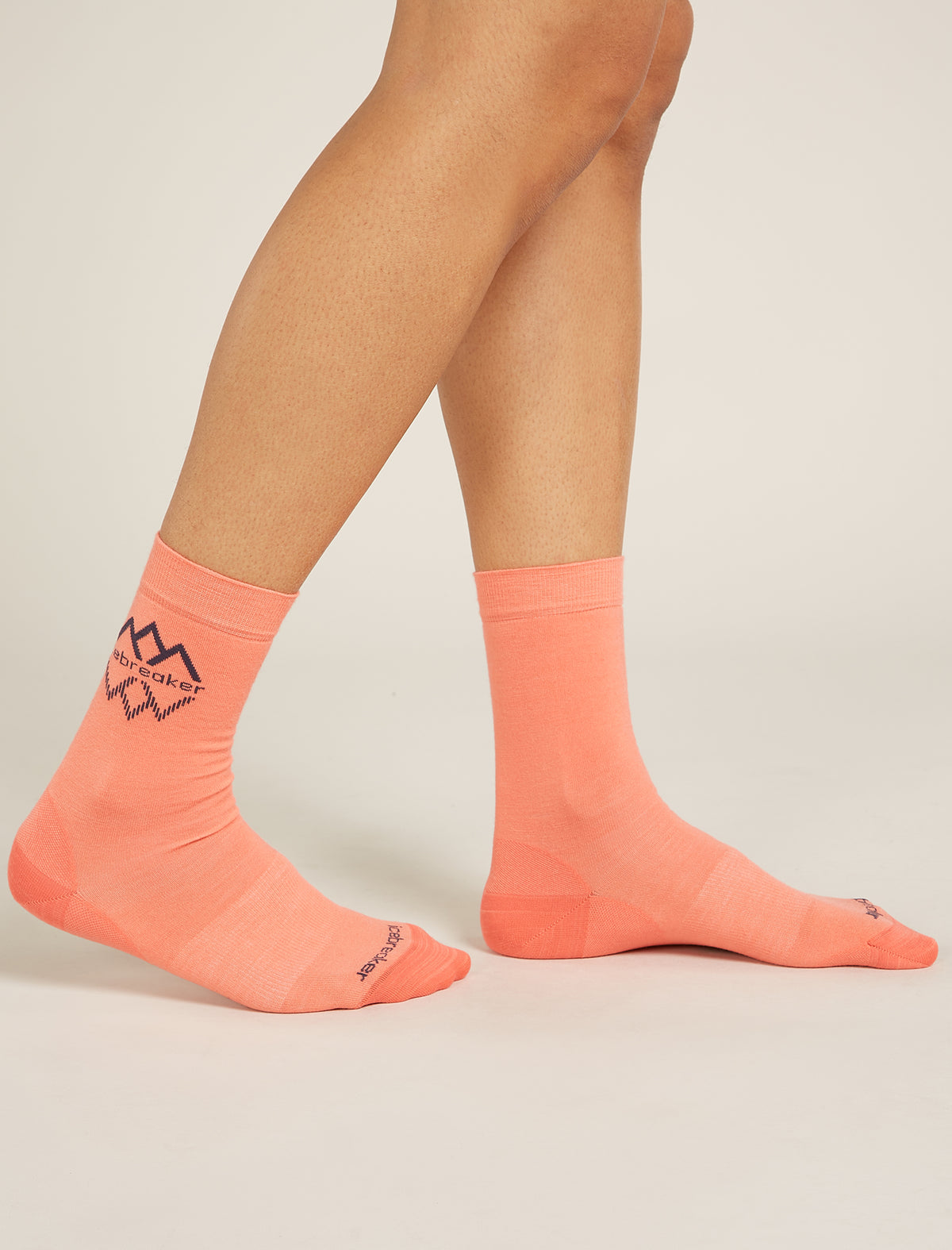Women's Merino Lifestyle Fine Gauge Crew IB Logo Reflections Socks Tang/Graphite - 2