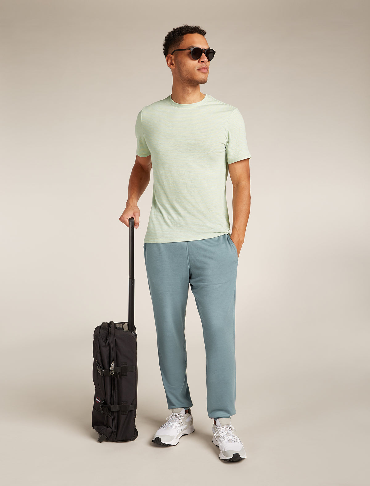 Men's Merino Linen T-Shirt Stripe Ashen/mint - 4