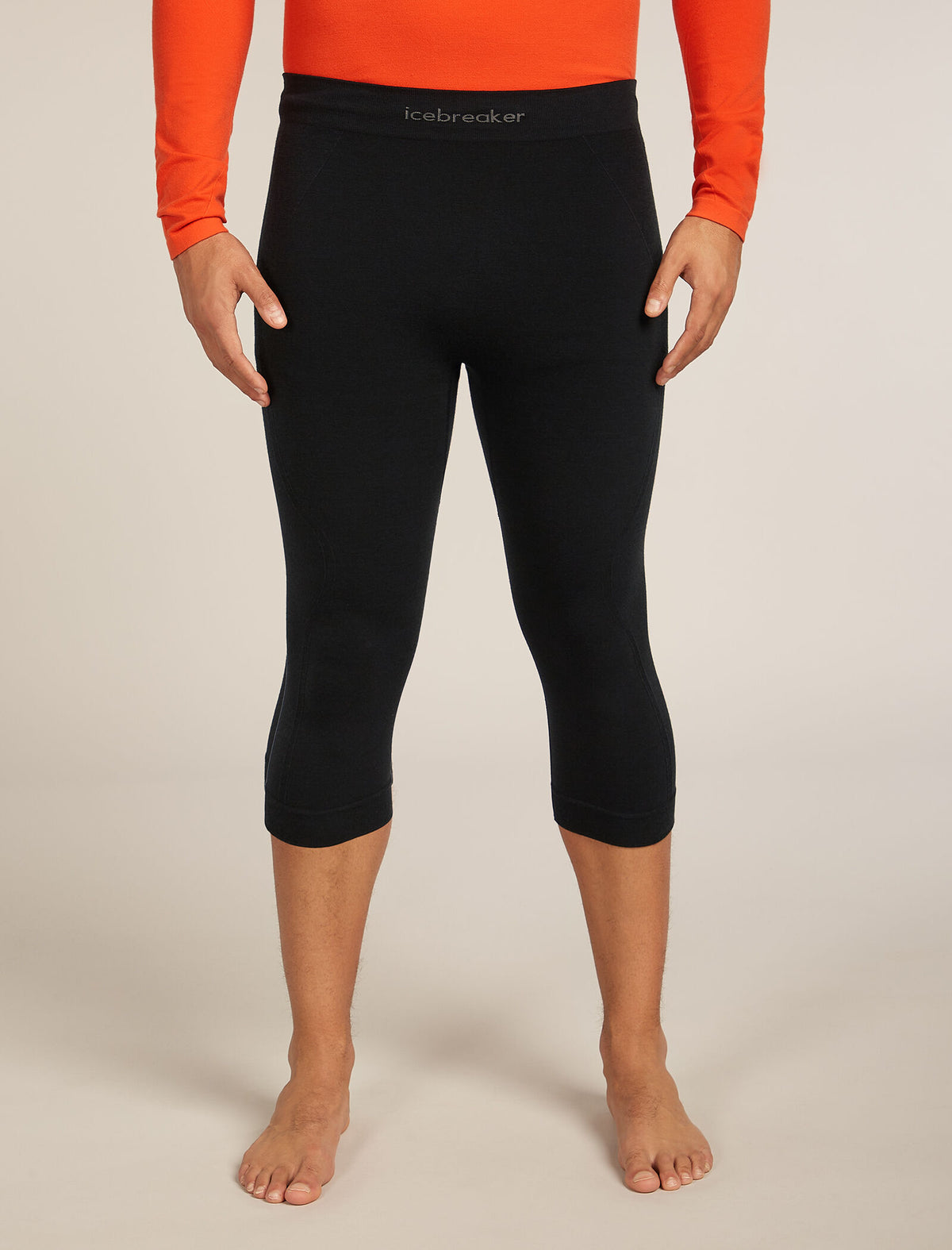Men's Merino Blend 260 ZoneKnit™ Seamless 18" 3/4 Tights Black - 1