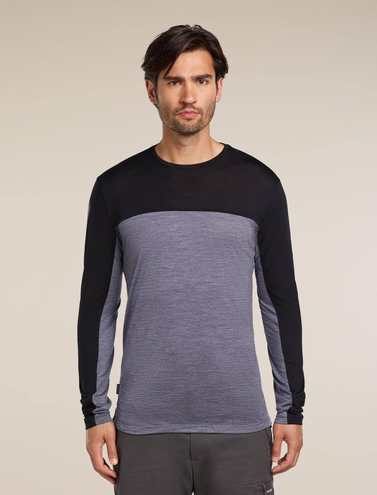 Men's Merino Blend 125 Cool-Lite™ Sphere Long Sleeve T-Shirt Colour Block Graphite Heather - 1