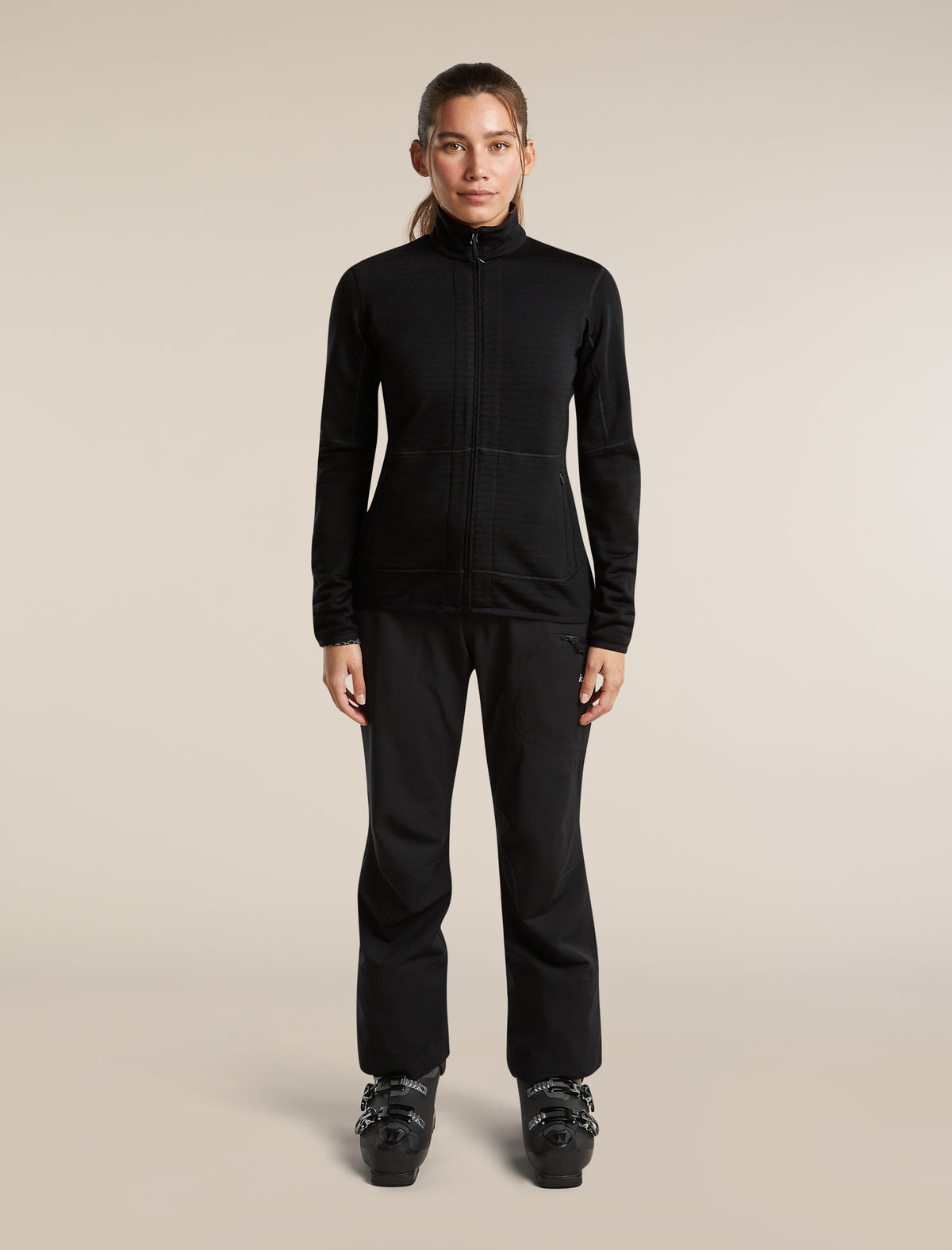 Women's Merino 400 RealFleece™ Descender Long Sleeve Zip Black - 3