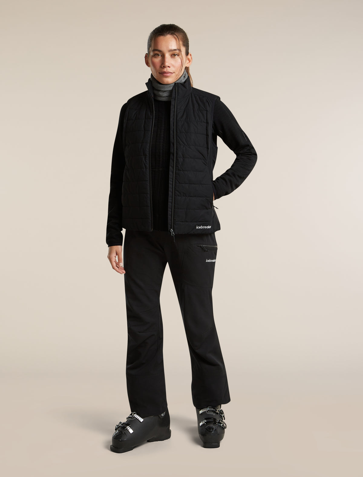 Women's Merino 400 RealFleece™ Descender Long Sleeve Zip Black - 4