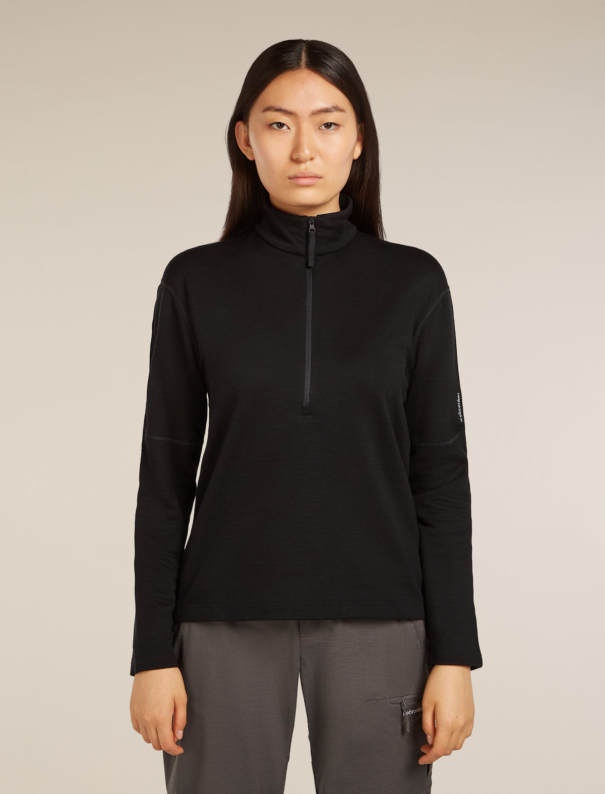 Women's Merino 360 Realfleece™ Elemental Long Sleeve Half Zip Top Black - 1
